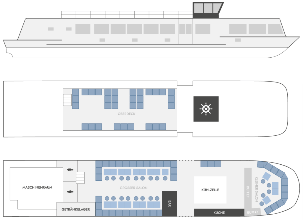 Grundriss vom Eventschiff Lady Emerald